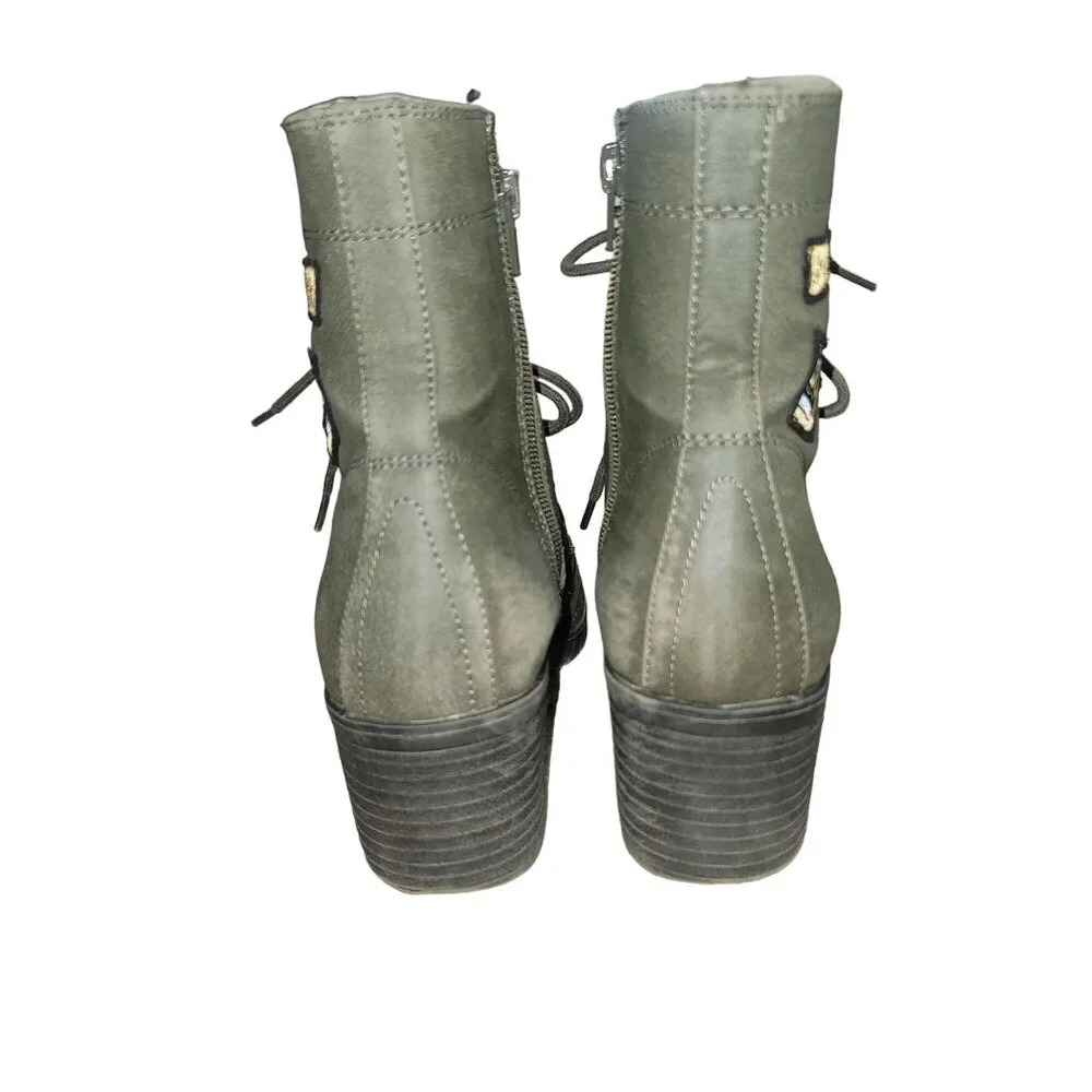 Madden NYC Klarra-P Ankle‎ Combat Boots Army Women's Sz 7 Y2K Military Gorpcore
